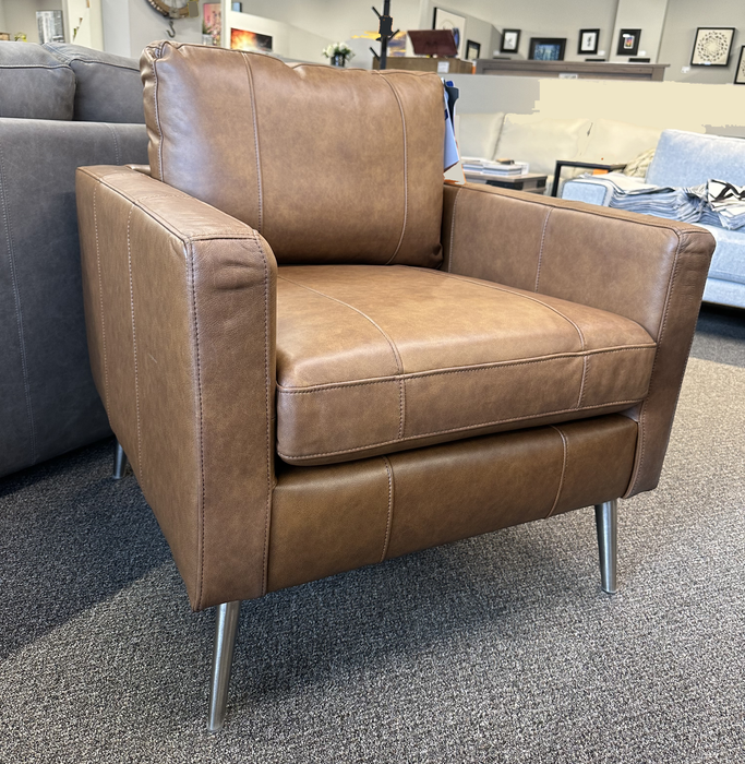 Trafton Leather Club Chair in Rust