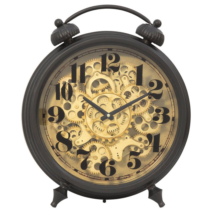 Black & Brass Gear Table Top Clock
