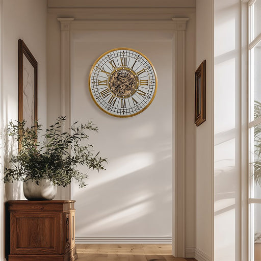 Golden Mirror Gear Clock