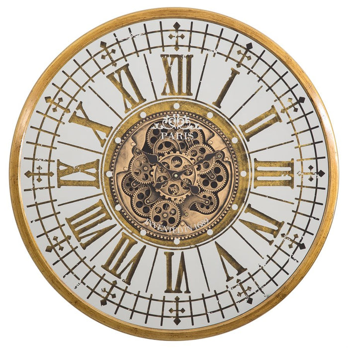 Golden Mirror Gear Clock