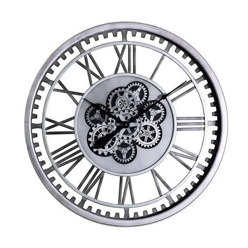 Silver Framed Gear Clock