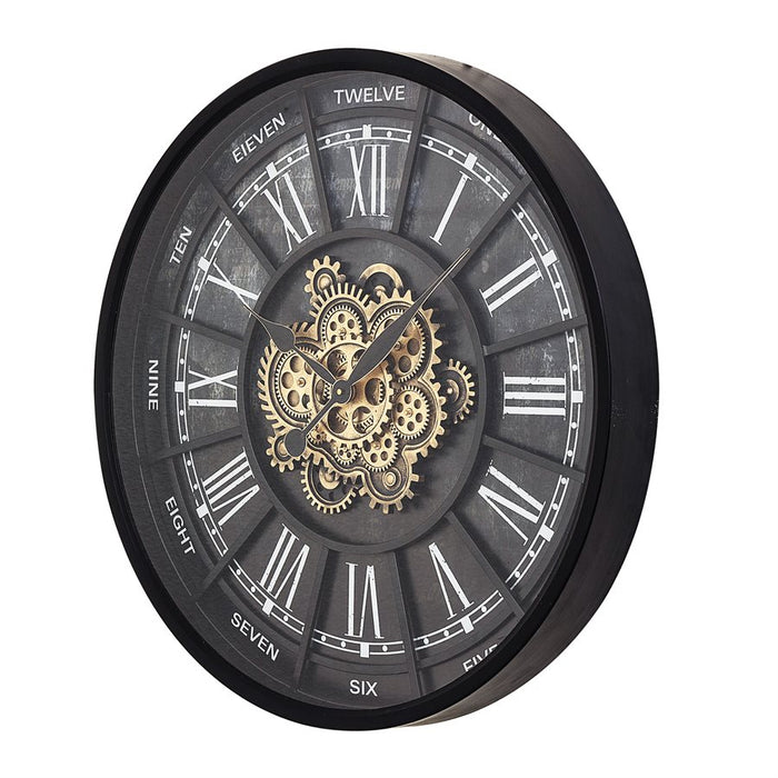 Esprit Black Iron Gear Clock