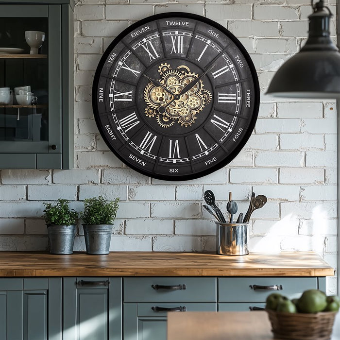 Esprit Black Iron Gear Clock