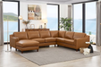 Canadian-made top grain leather Bella large sectional sofa shown in Cognac colour