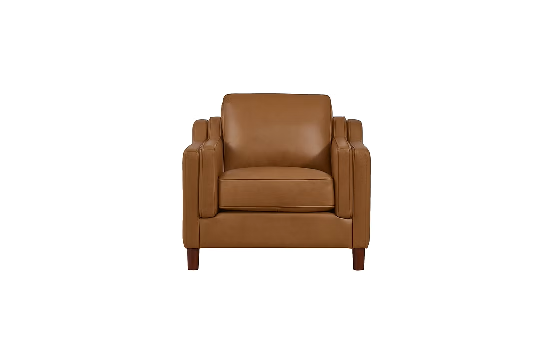 Canadian-made top grain leather Bella chair shown in Cognac colour