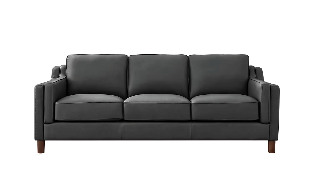 Canadian-made top grain leather Bella sofa shown in Quartz colour