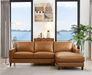 Canadian-made top grain leather Bella sectional sofa shown in Cognac colour