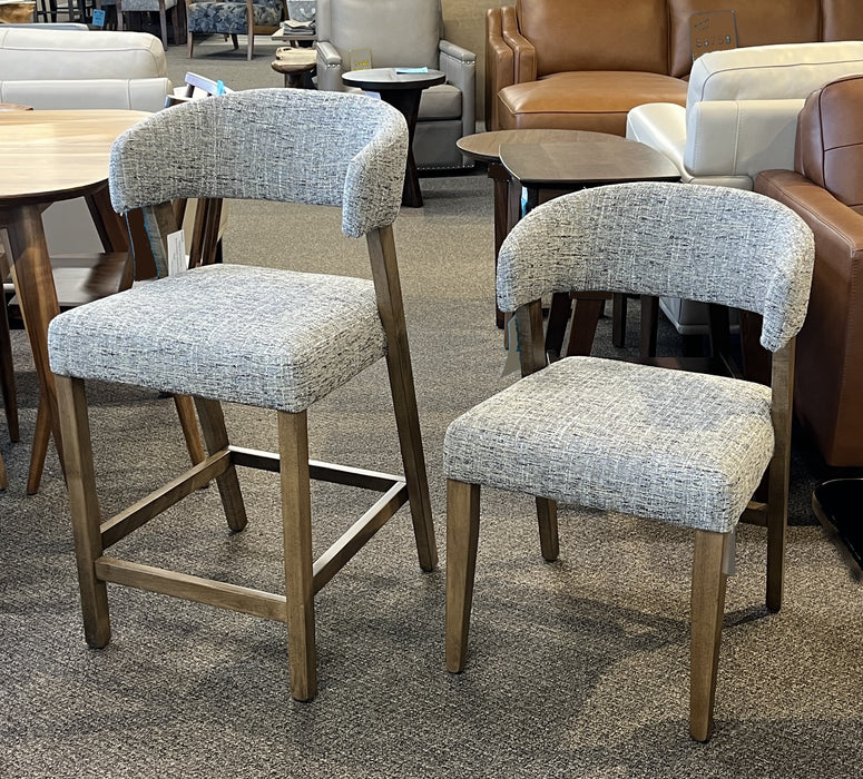 upholstered solid maple contemporary open back style Clarity dining and counter Chairs by Cardinal Woodcraft