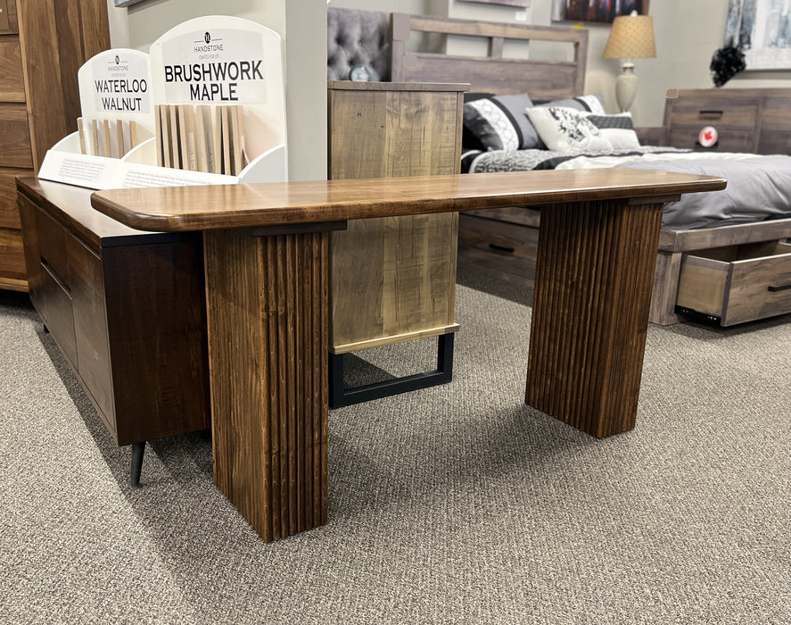 Maple Reeded Pedestal Sofa Table