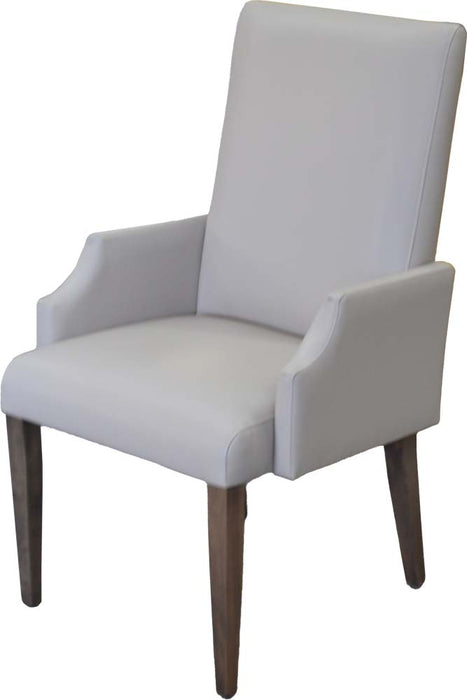 Solid maple Parsons Arm Chair with vinyl upholstery made by Cardinal Woodcraft