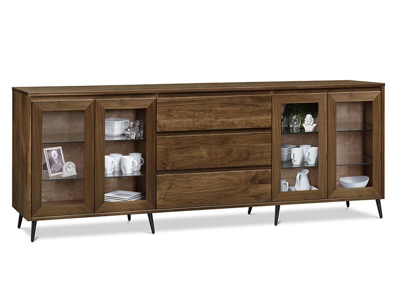 Evora Solid Wood Glass Door Sideboard