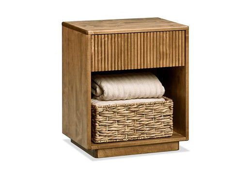 Maple Lotus Nightstand with Reeded Drawer