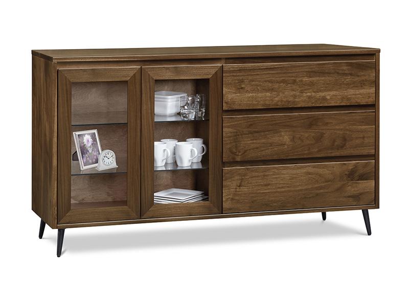 Evora Solid Wood Glass Door Sideboard