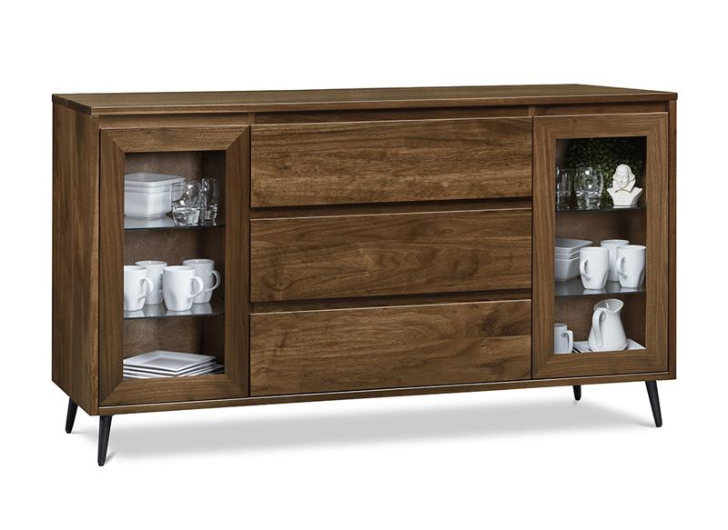 Evora Solid Wood Glass Door Sideboard