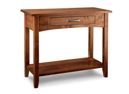 maple sofa table with drawer and shelf